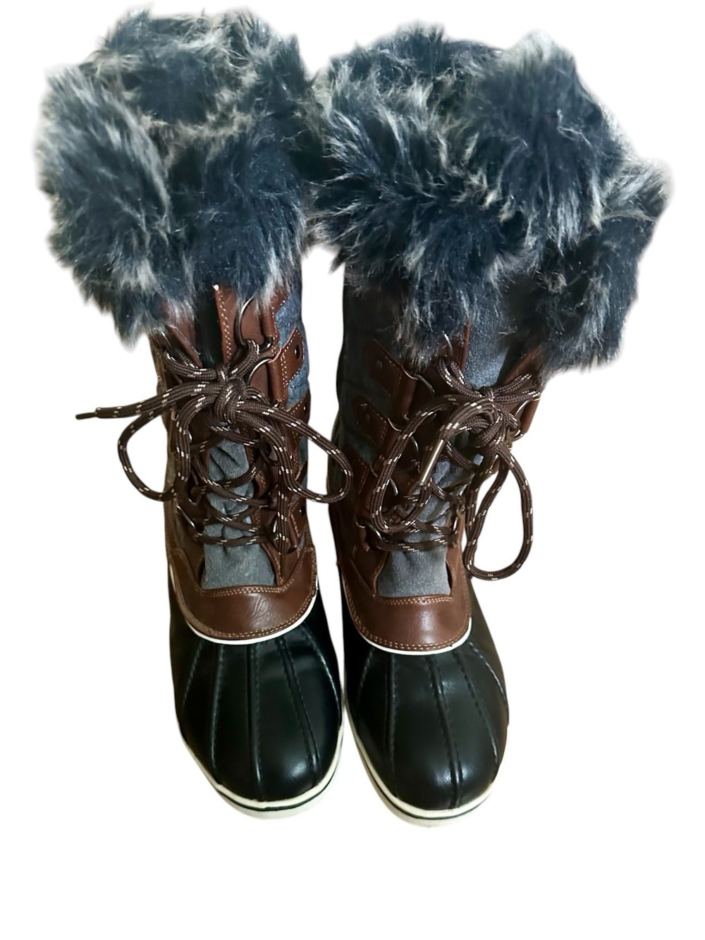 Dreams Pairs Brown & Black Faux Fur Winter Boots - Women